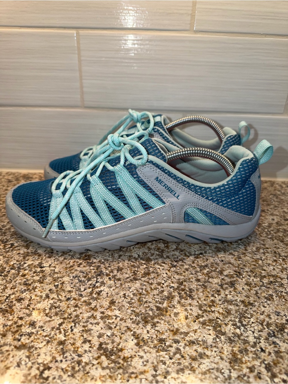 Merrell Teal and Light Aqua Mesh Trail Sneakers